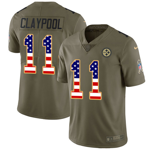 Pittsburgh Steelers #11 Chase Claypool Olive USA Flag Youth Stitched NFL Limited 2017 Salute To Service Jersey->women nfl jersey->Women Jersey